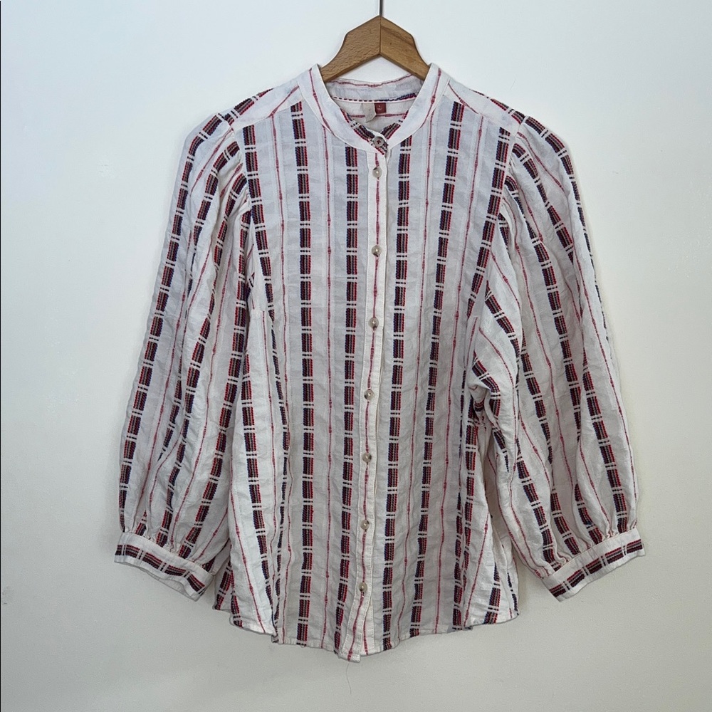 Pilcro White Blouse with Colorful Accents